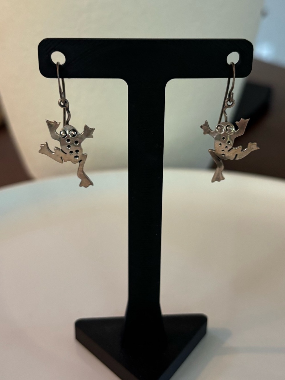 Vintage Sterling Far Fetched Frog Dangle Earrings 925